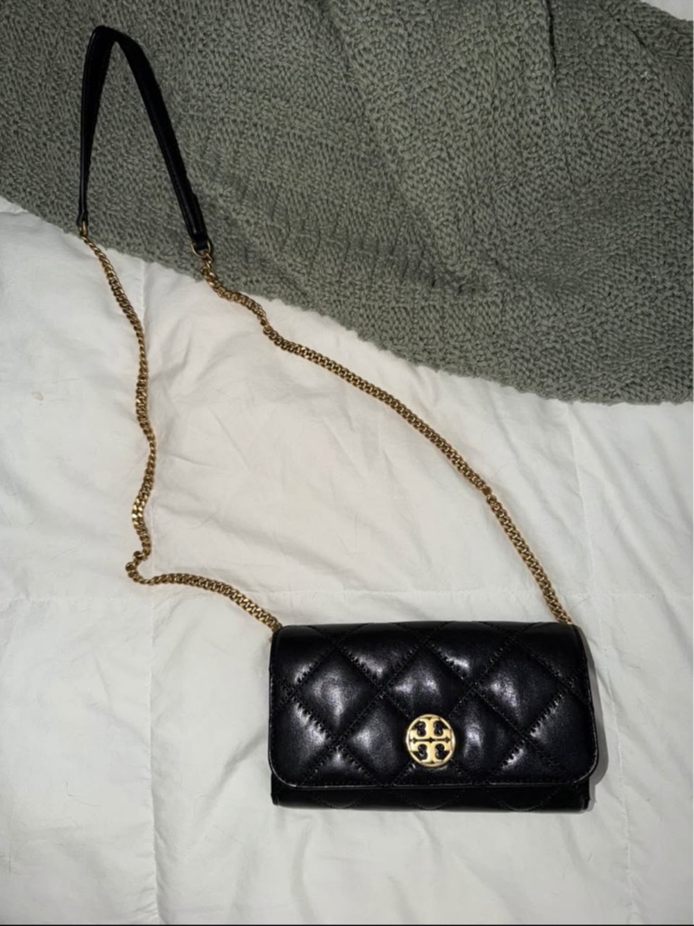 Tory Burch Black Quilted Leather Chain Crossbody